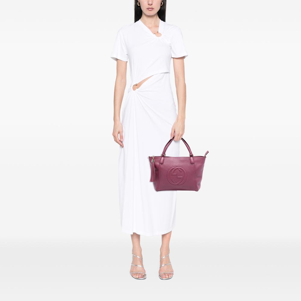 Gucci AB Gucci Pink Dark Pink Calf Leather Small Soho Cellarius Satchel Italy