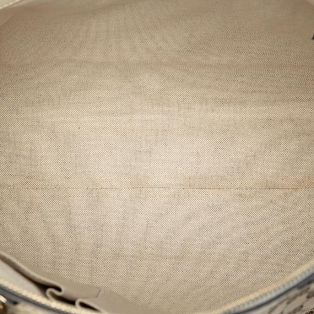 Gucci B Gucci Brown Beige Canvas Fabric Large GG Bella Satchel Italy