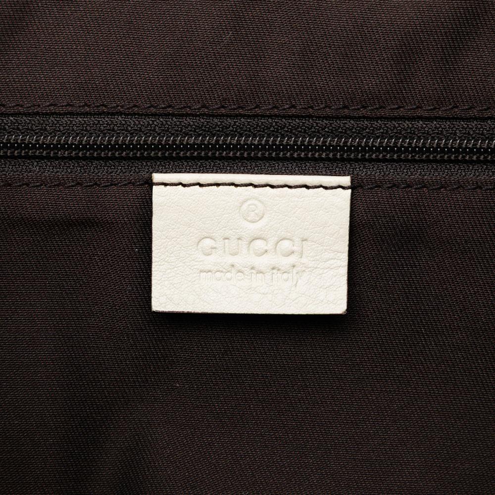 Gucci B Gucci Brown Beige with White Canvas Fabric Large GG Web New Ladies Hobo Italy