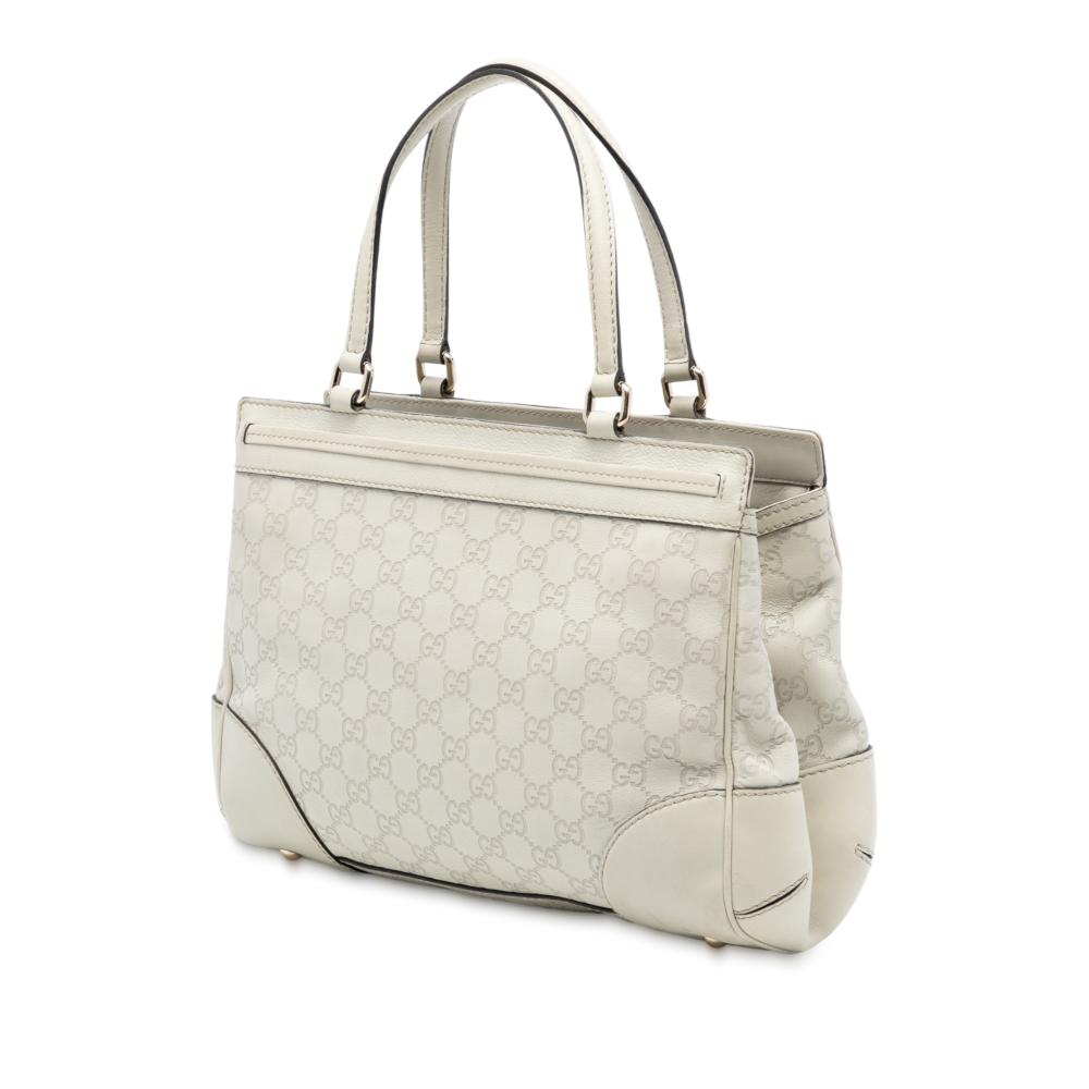 Gucci B Gucci White Ivory Calf Leather Guccissima Mayfair Tote Italy