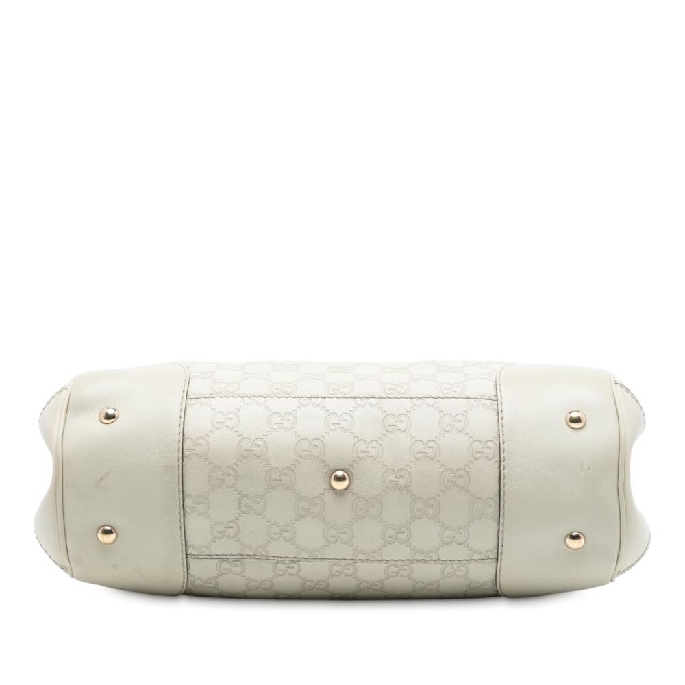 Gucci B Gucci White Ivory Calf Leather Guccissima Mayfair Tote Italy