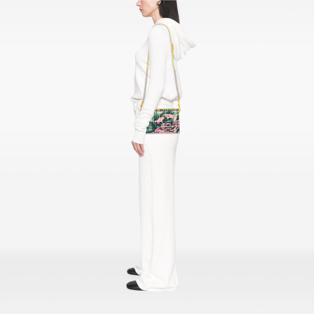 Burberry B Burberry Brown Beige Coated Canvas Fabric Haymarket Check Floral Print Crossbody Italy