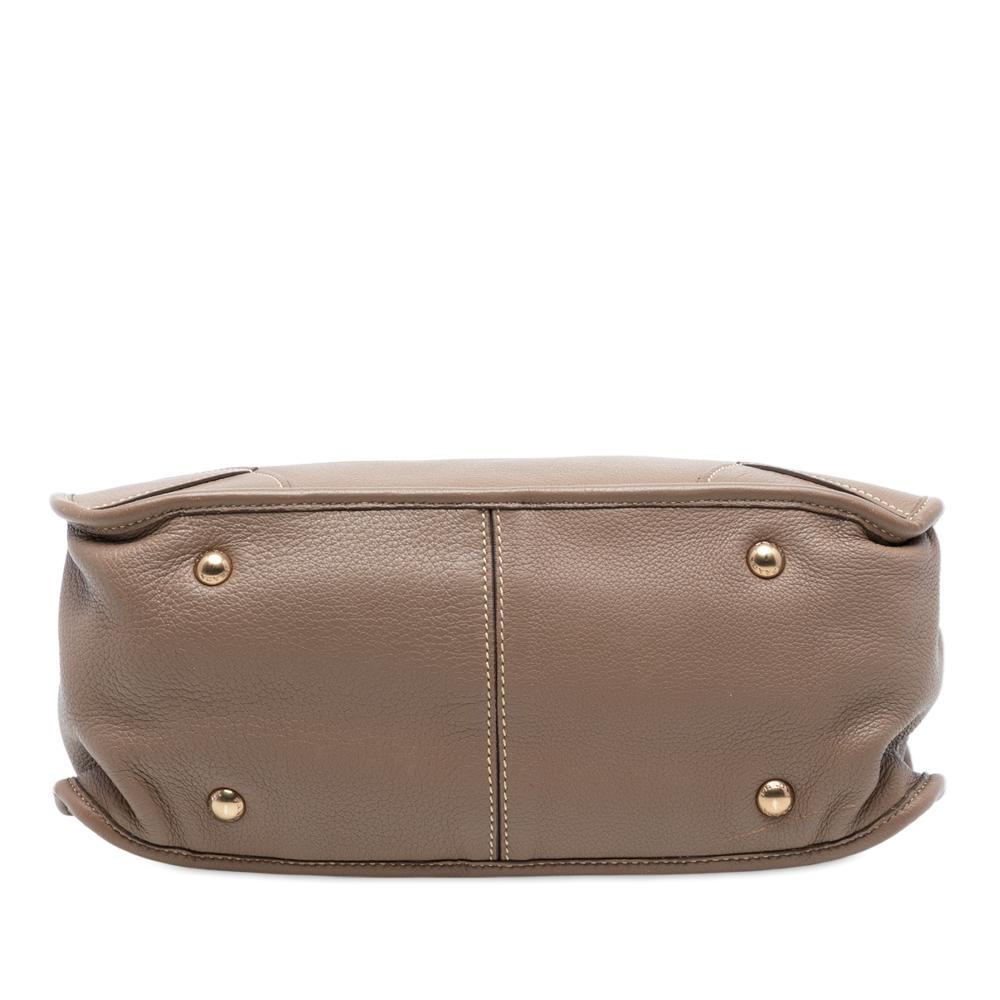 Prada B Prada Brown Beige Goatskin Leather Cervo Open Convertible Tote Italy