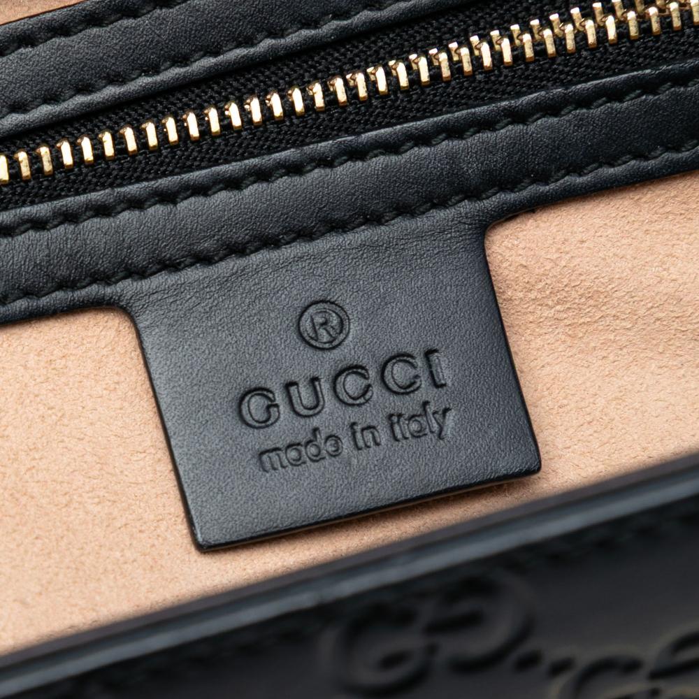 Gucci B Gucci Black Calf Leather Small Guccissima Padlock Satchel Italy