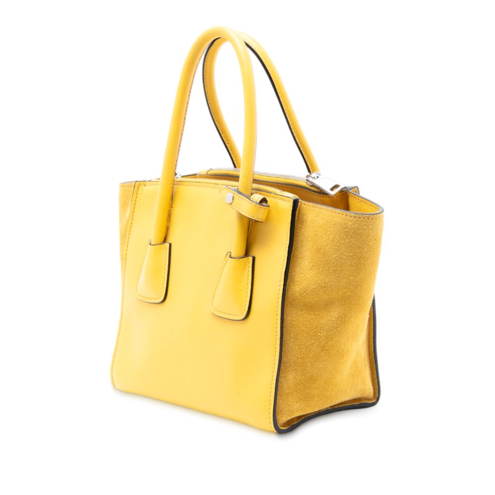 Prada B Prada Yellow Calf Leather Small Glace Twin Pocket Satchel Italy