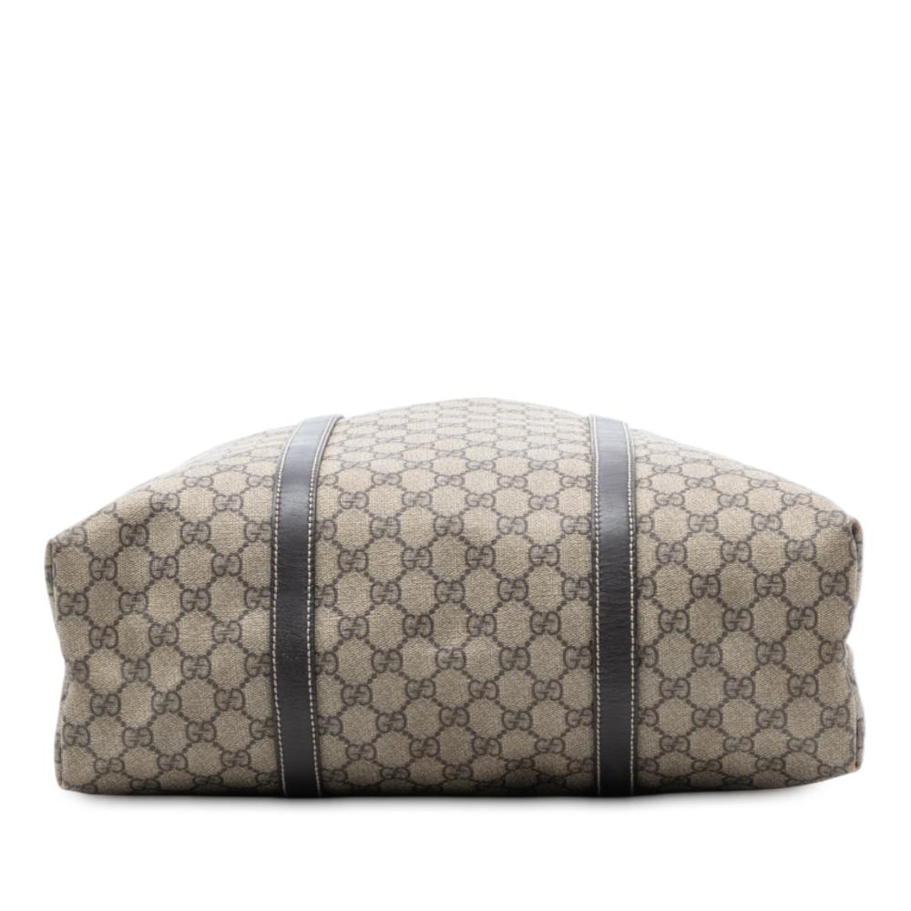 Gucci B Gucci Brown Beige Coated Canvas Fabric GG Supreme Joy Vertical Tote Italy