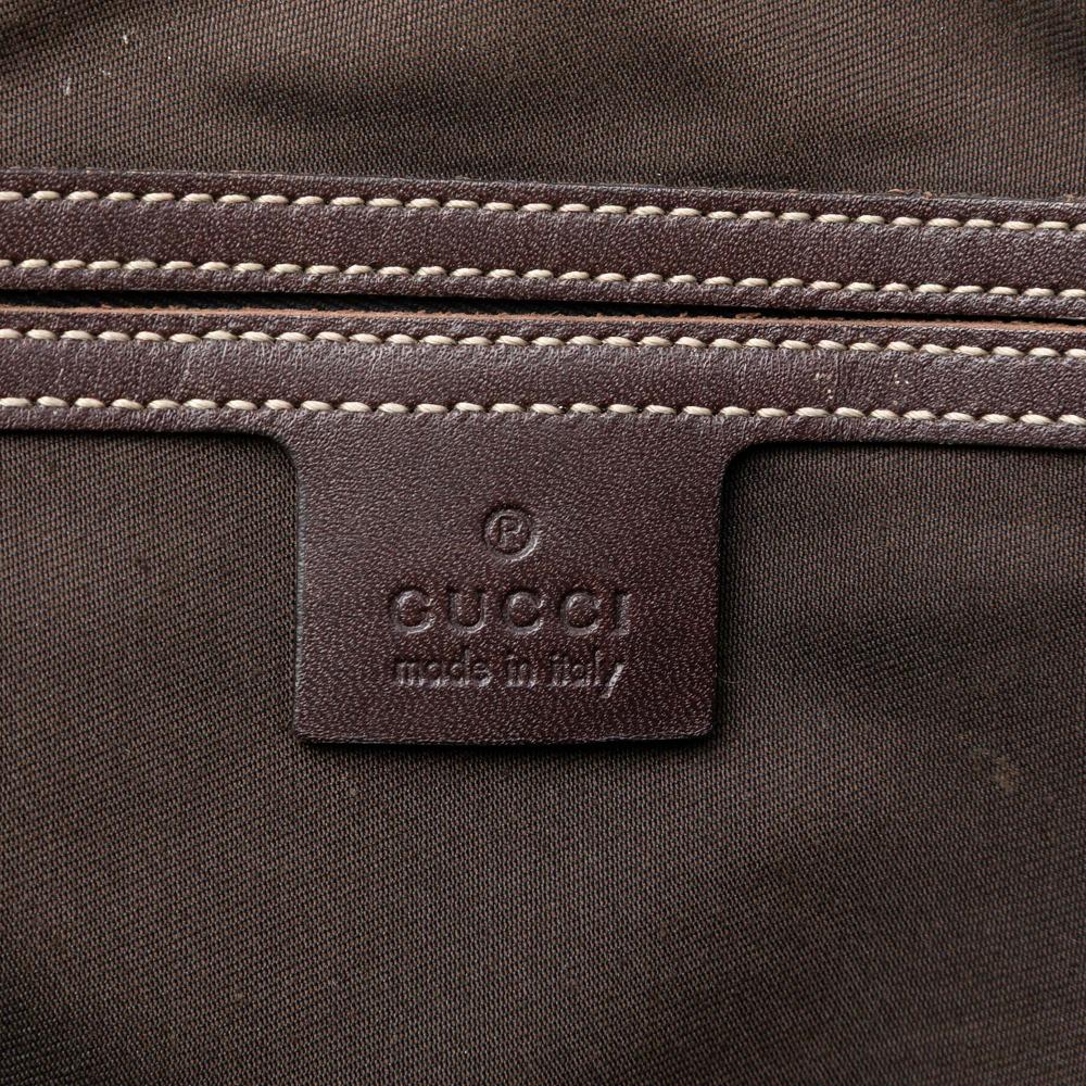 Gucci B Gucci Brown Beige Coated Canvas Fabric GG Supreme Joy Vertical Tote Italy