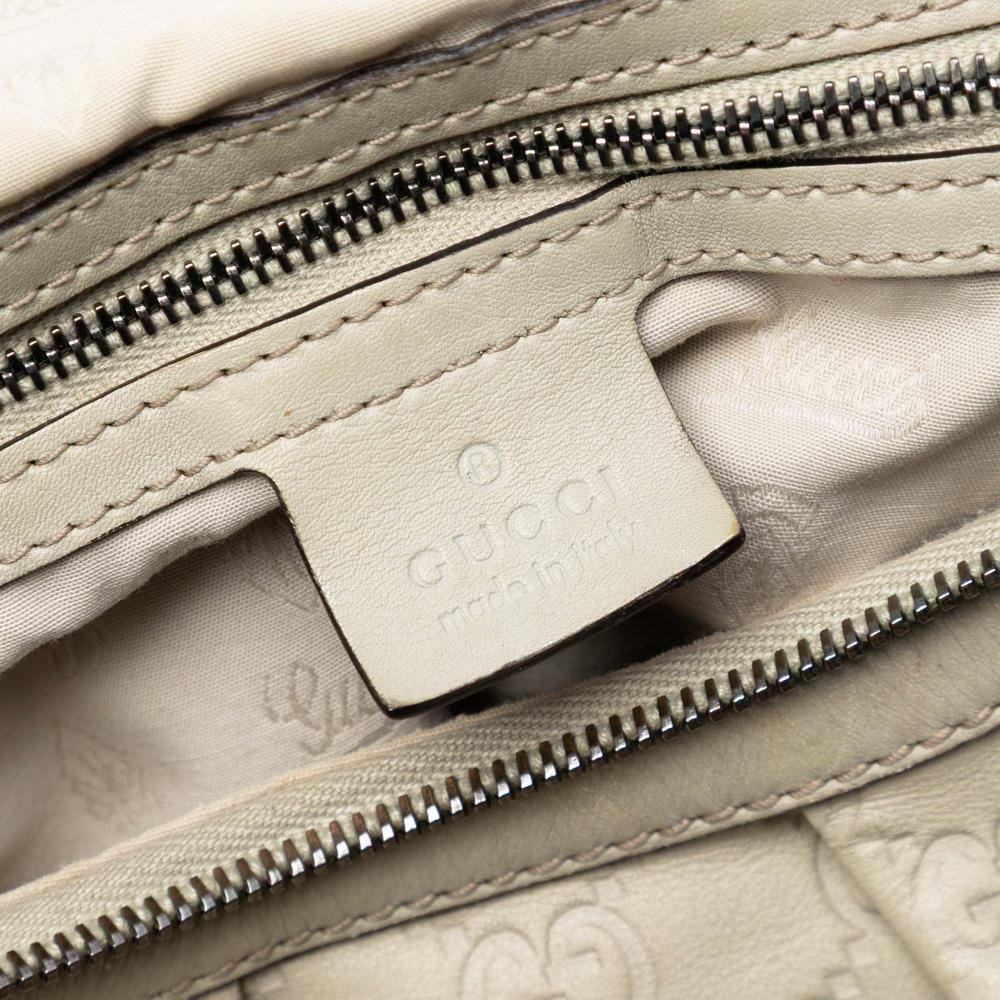 Gucci B Gucci White Calf Leather Guccissima Icon Bit Satchel Italy