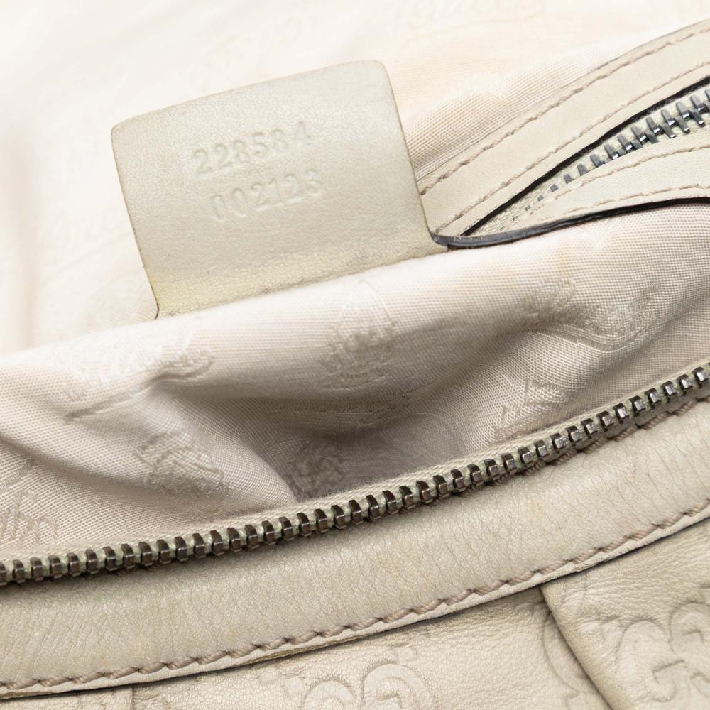 Gucci B Gucci White Calf Leather Guccissima Icon Bit Satchel Italy