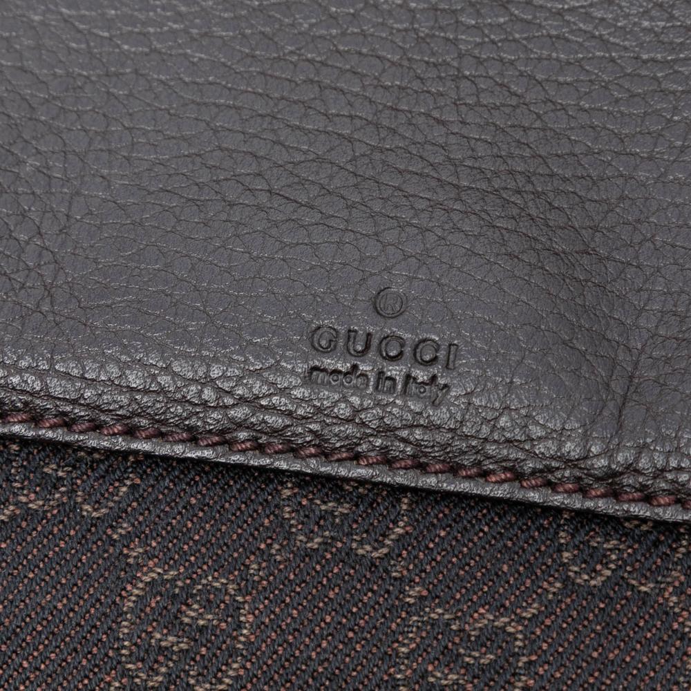 Gucci B Gucci Brown Dark Brown Denim Fabric GG Tote Italy