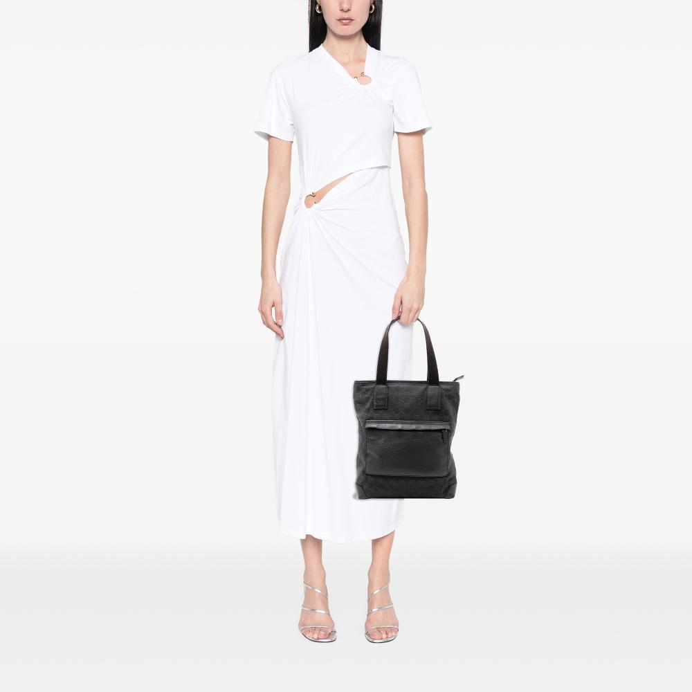 Gucci B Gucci Brown Dark Brown Denim Fabric GG Tote Italy