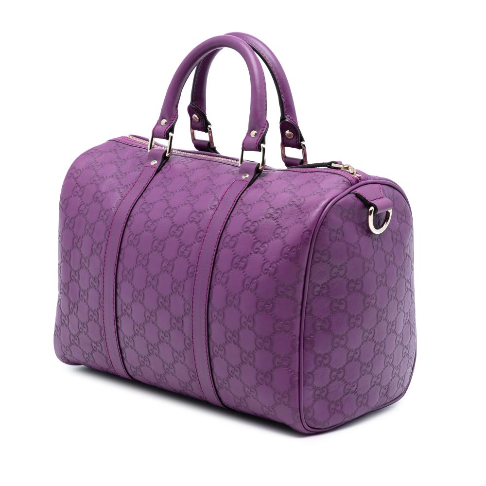Gucci B Gucci Purple Calf Leather Medium Guccissima Joy Boston Bag Italy