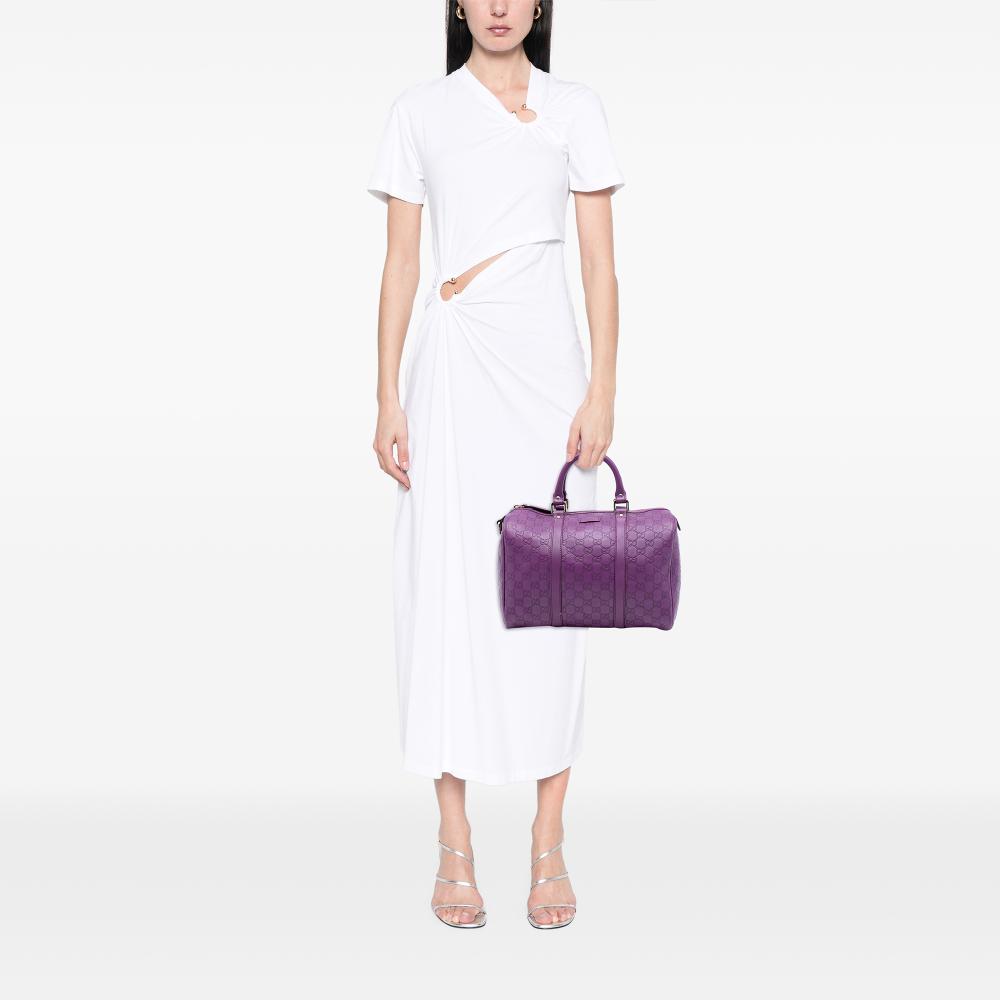 Gucci B Gucci Purple Calf Leather Medium Guccissima Joy Boston Bag Italy