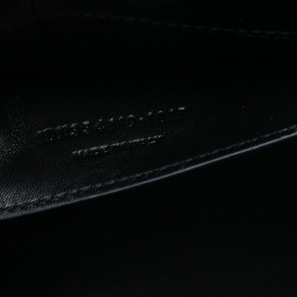 Saint Laurent AB Saint Laurent Black Calf Leather Medium Croc Embossed Kate Tassel Crossbody Italy