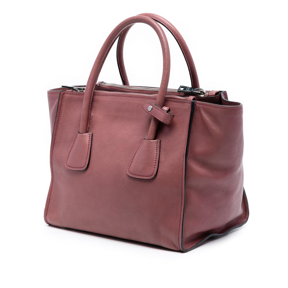 Prada AB Prada Pink Blush Calf Leather Glace Twin Pocket Satchel Italy