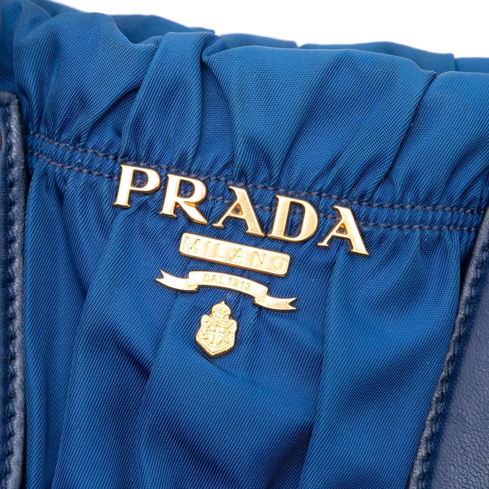 Prada B Prada Blue Nylon Fabric Tessuto Gaufre Satchel Turkey