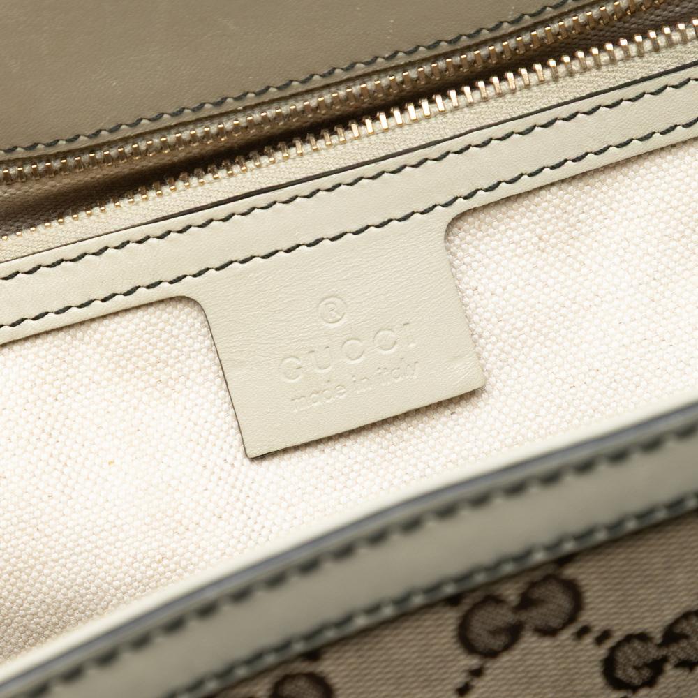 Gucci B Gucci Brown Beige Canvas Fabric Large GG Emily Shoulder Bag Italy