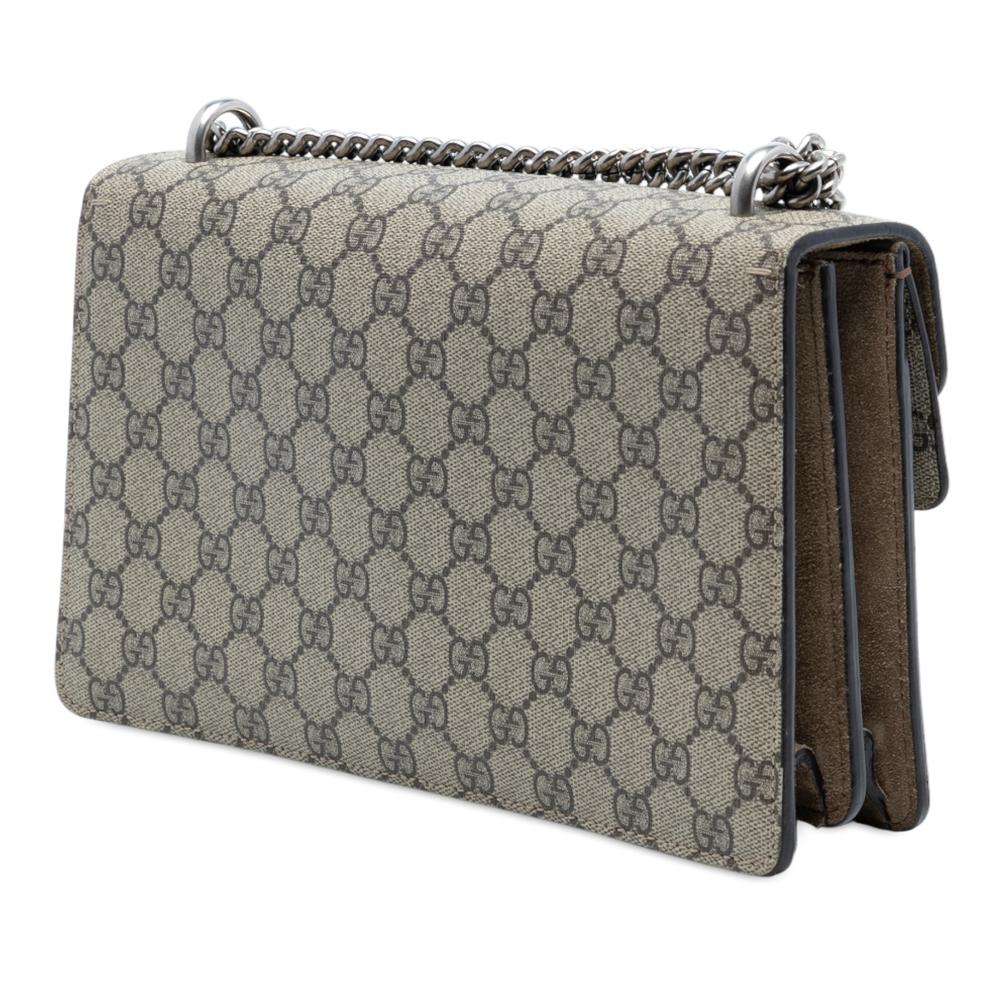 Gucci AB Gucci Brown Beige Coated Canvas Fabric Medium GG Supreme Dionysus Shoulder Bag Italy