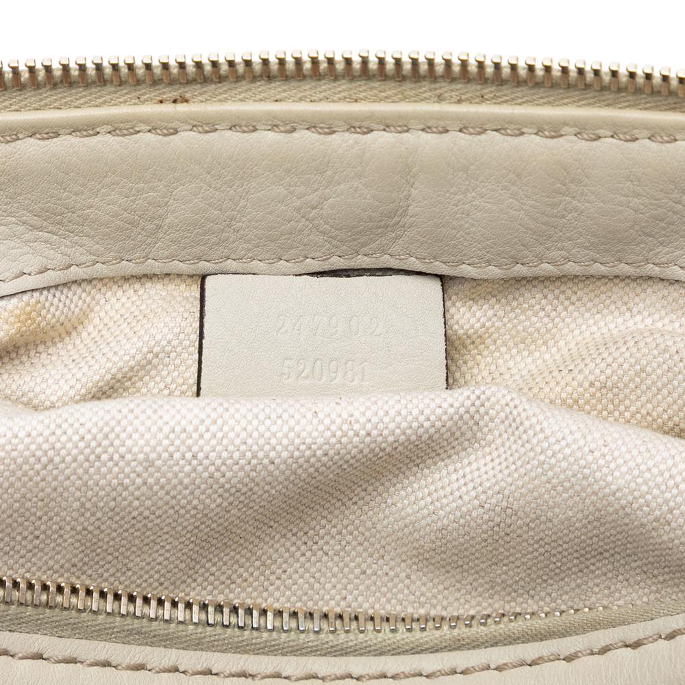 Gucci AB Gucci White Calf Leather Guccissima Sukey Satchel Italy