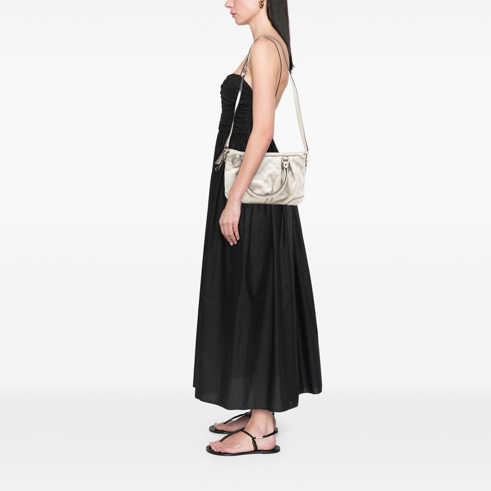 Gucci AB Gucci White Calf Leather Guccissima Sukey Satchel Italy