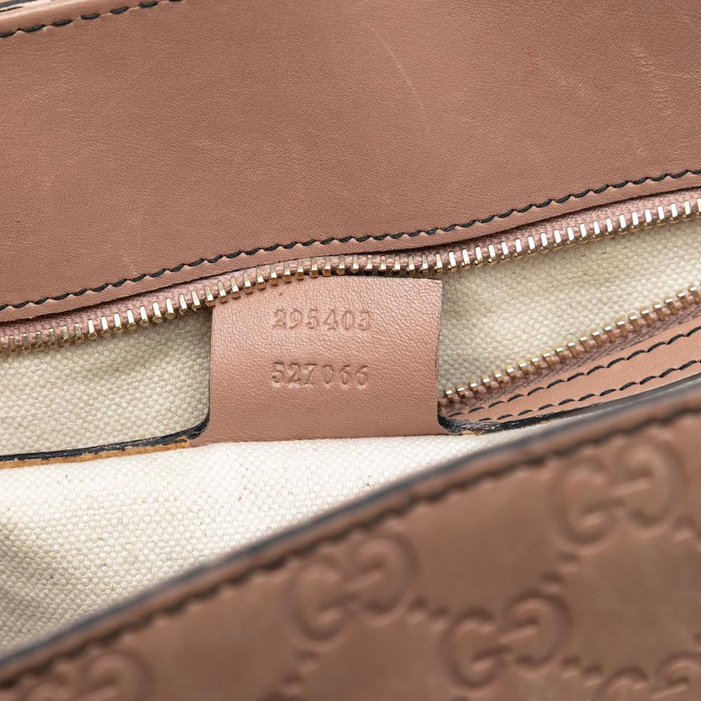 Gucci B Gucci Brown Nude Calf Leather Large Guccissima Emily Shoulder Bag Italy