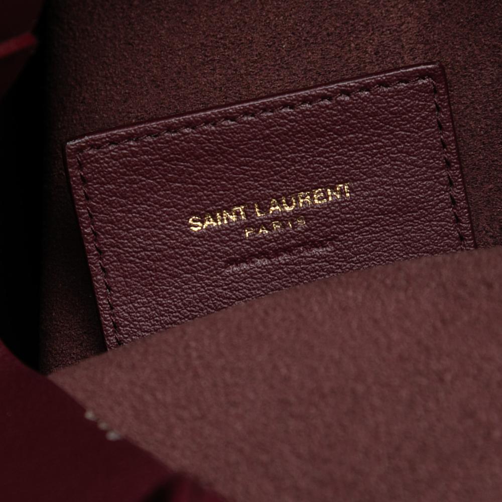 Saint Laurent B Saint Laurent Red Burgundy Calf Leather North South Shopping Tote Italy
