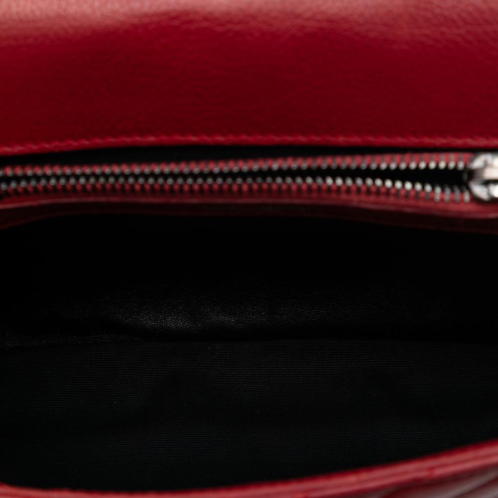 Saint Laurent Red Sheepskin Leather Leather Medium Chevron Sheepskin Monogram College Satchel Italy