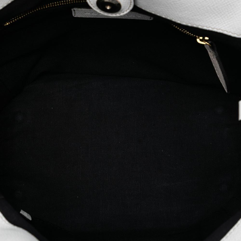 Burberry B Burberry White Calf Leather Small and House Check Canvas Canterbury Tote Italy