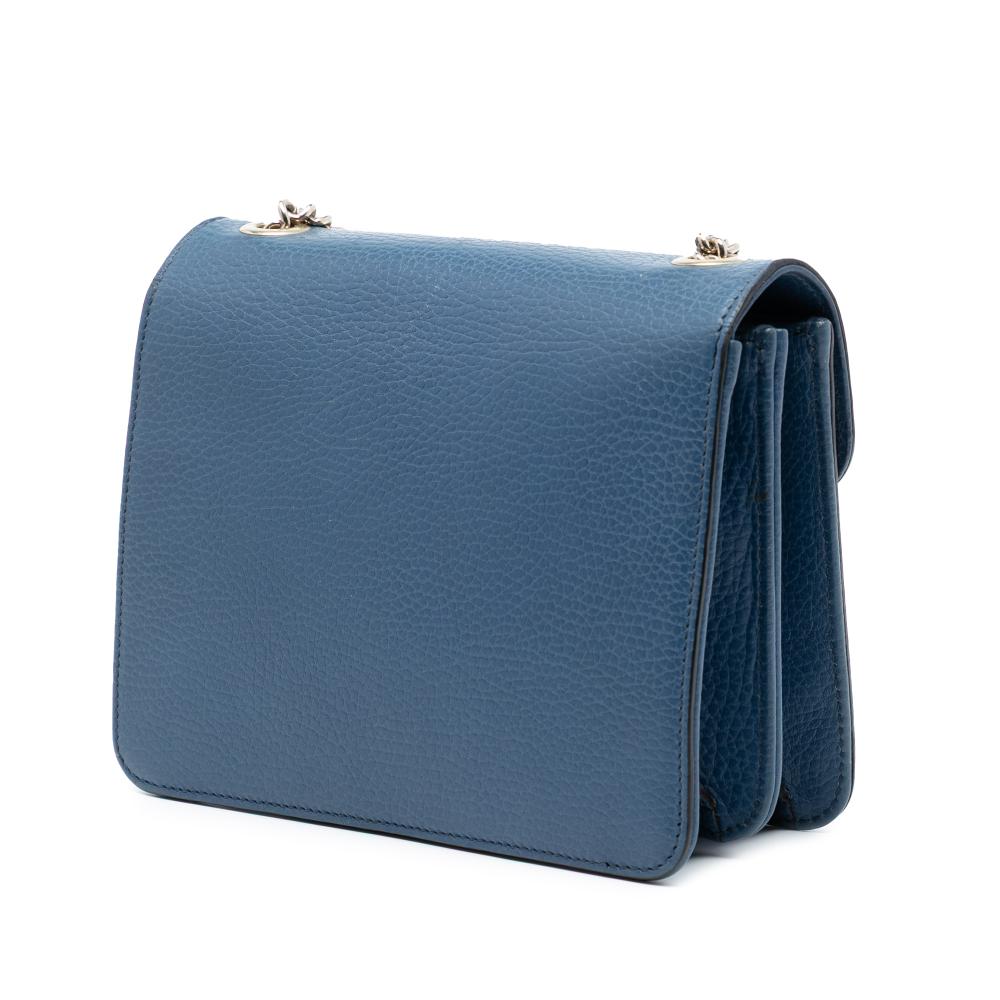 Gucci B Gucci Blue Dark Blue Calf Leather Small Dollar skin Interlocking G Crossbody Italy