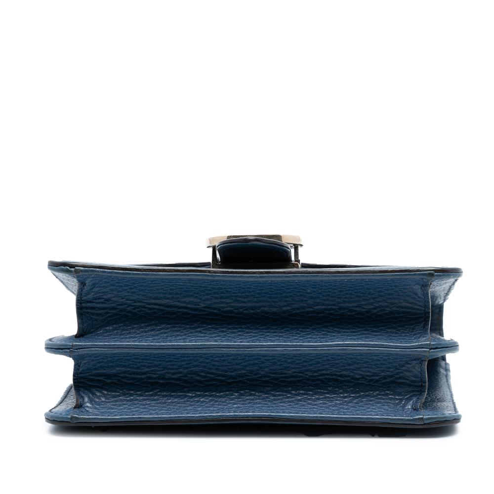 Gucci B Gucci Blue Dark Blue Calf Leather Small Dollar skin Interlocking G Crossbody Italy