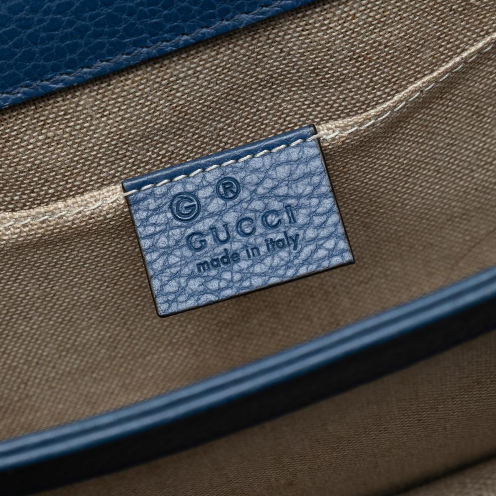 Gucci B Gucci Blue Dark Blue Calf Leather Small Dollar skin Interlocking G Crossbody Italy