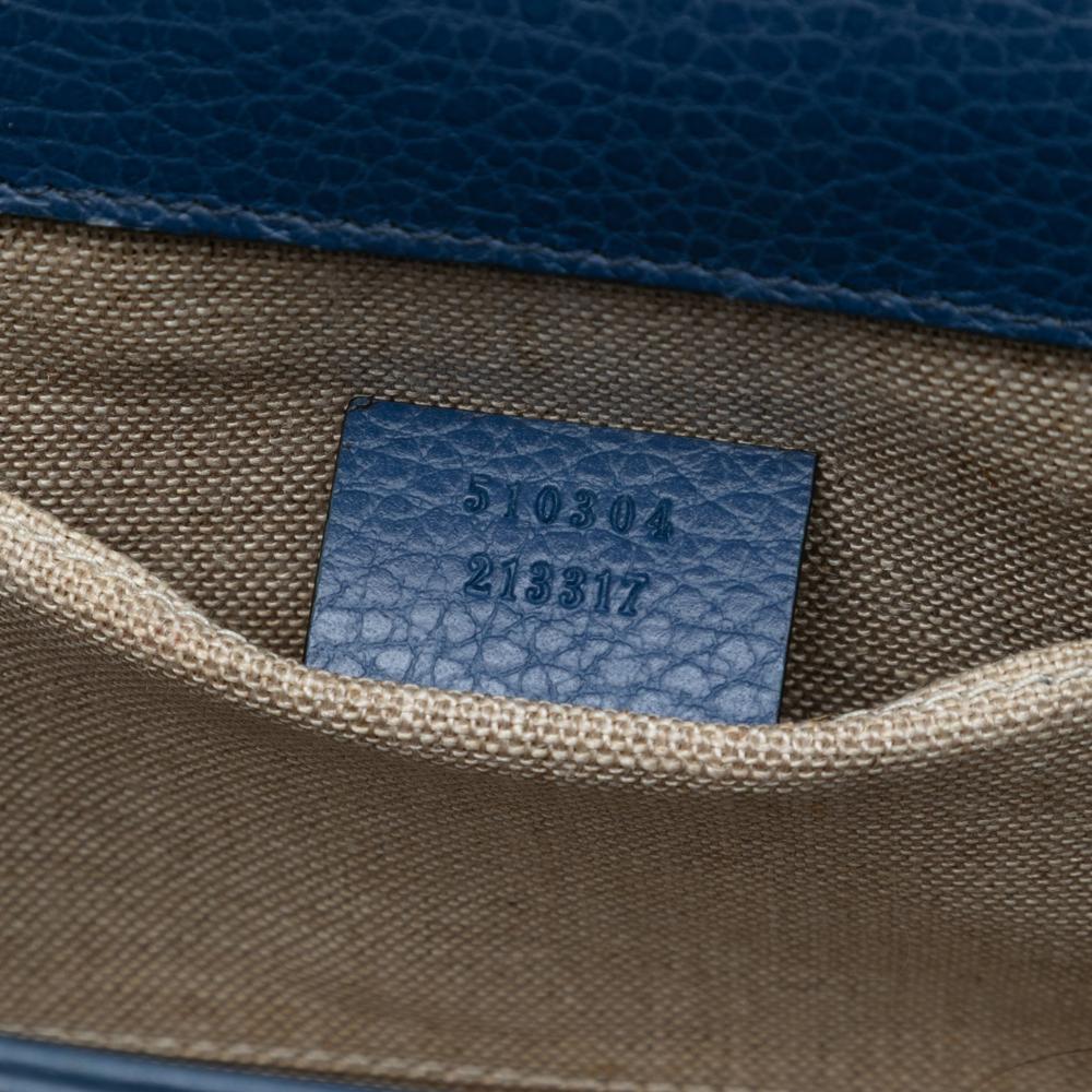 Gucci B Gucci Blue Dark Blue Calf Leather Small Dollar skin Interlocking G Crossbody Italy