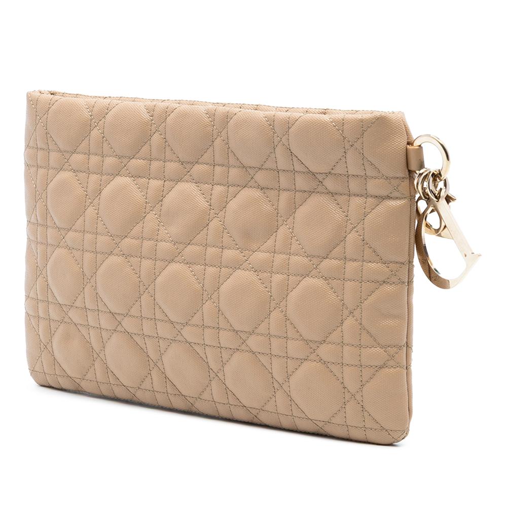 Christian Dior B Dior Brown Beige Coated Canvas Fabric Cannage Lady Dior Panarea Clutch Spain