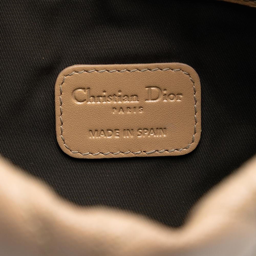 Christian Dior B Dior Brown Beige Coated Canvas Fabric Cannage Lady Dior Panarea Clutch Spain