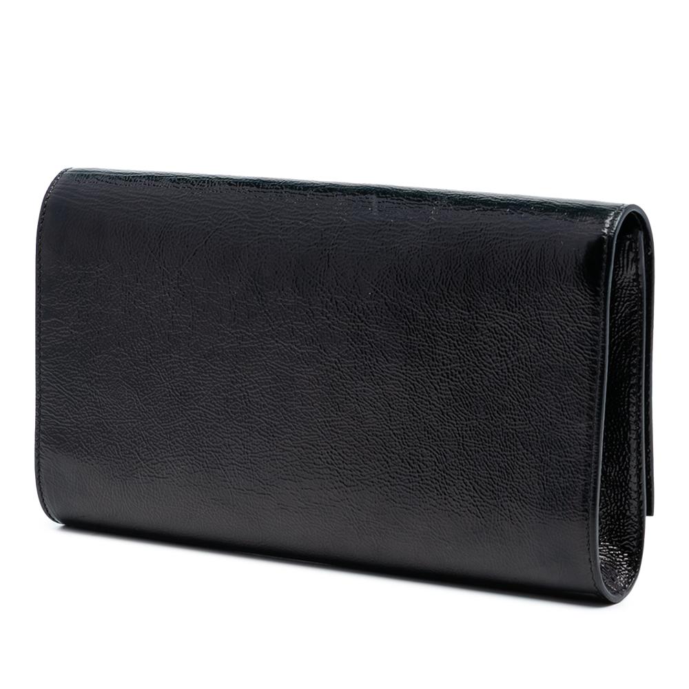 Saint Laurent Black Patent Leather Leather Large Textured Patent Monogram Belle De Jour Clutch Italy