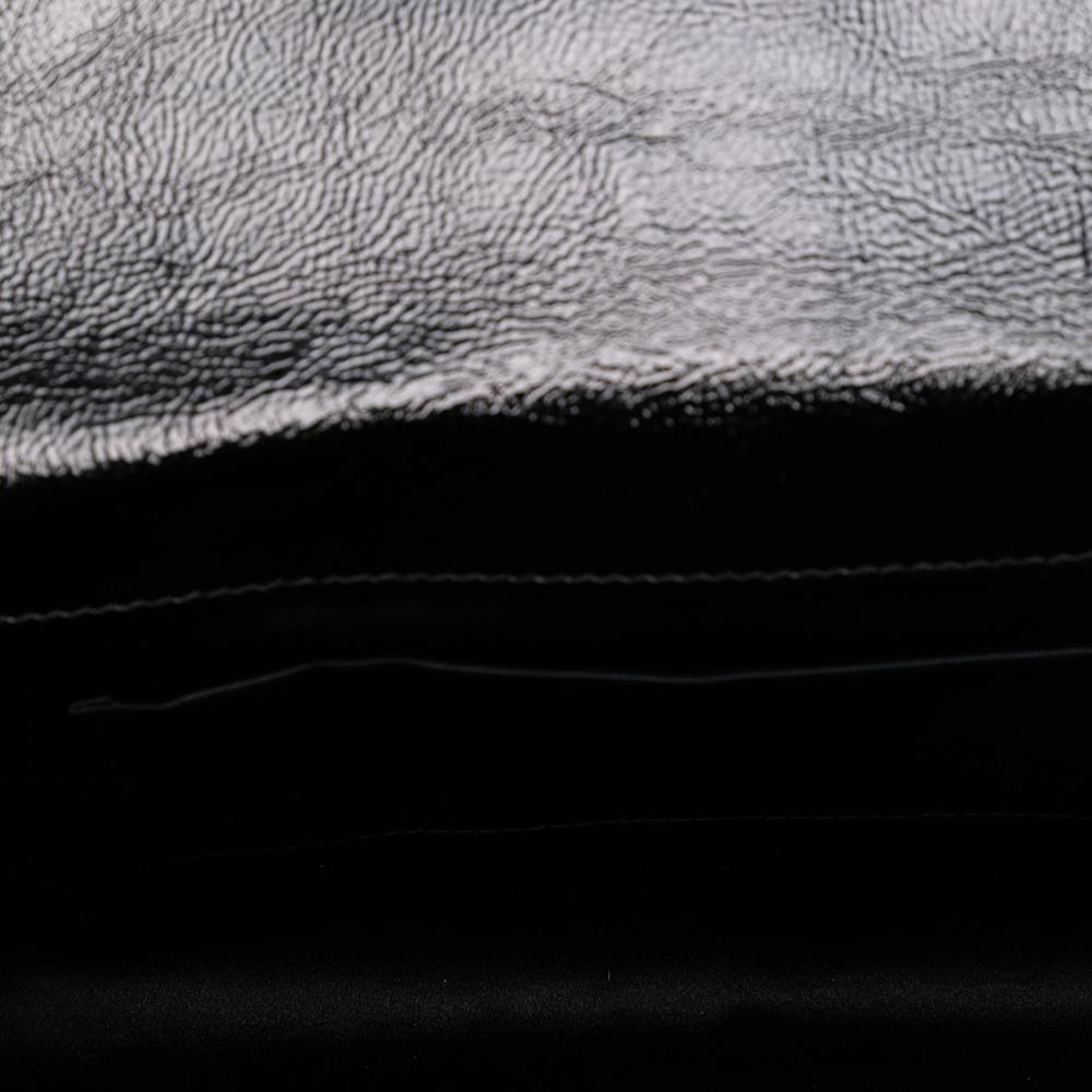 Saint Laurent Black Patent Leather Leather Large Textured Patent Monogram Belle De Jour Clutch Italy