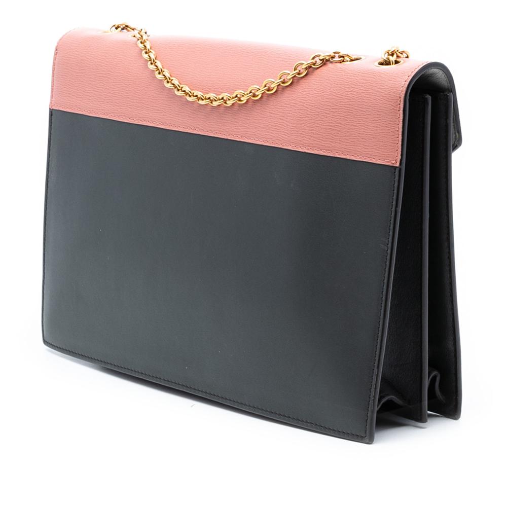 Celine B Celine Black with Multi Calf Leather Tricolor and Suede Pocket Envelope Wallet on Chain Italy