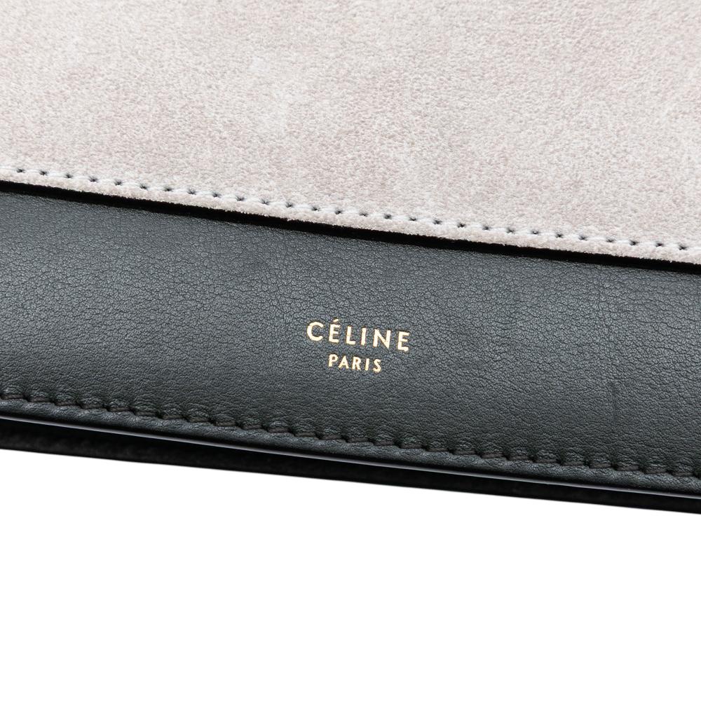 Celine B Celine Black with Multi Calf Leather Tricolor and Suede Pocket Envelope Wallet on Chain Italy