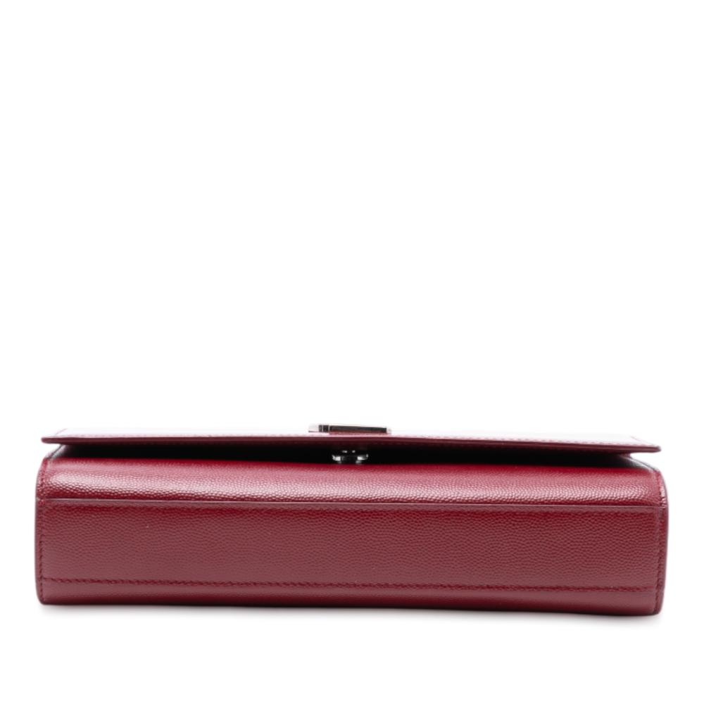 Saint Laurent AB Saint Laurent Red Dark Red Calf Leather Medium Grain De Poudre Monogram Kate Crossbody Italy