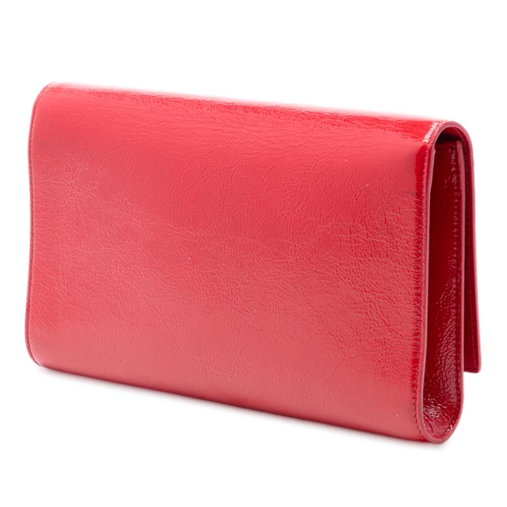 Saint Laurent B Saint Laurent Red Patent Leather Leather Patent Belle Du Jour Clutch Italy