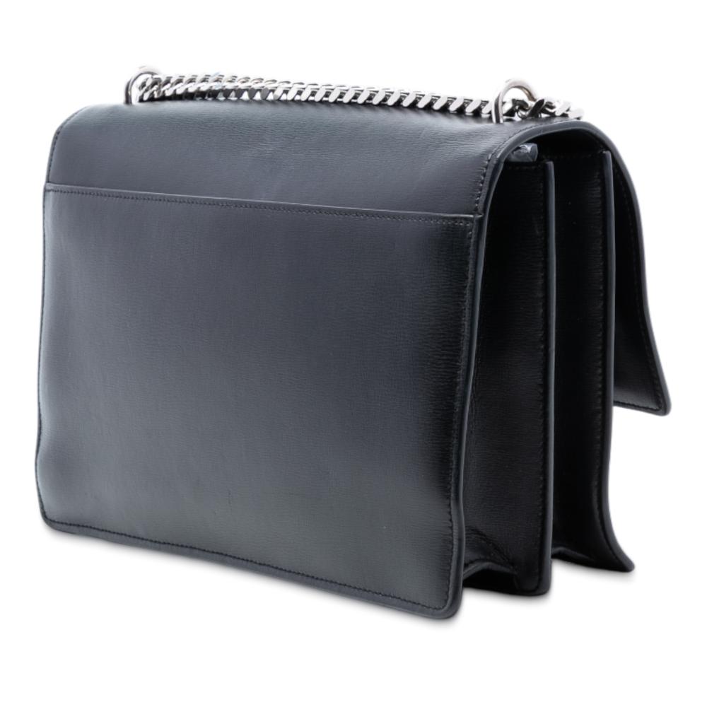 Saint Laurent AB Saint Laurent Black Calf Leather Large skin Monogram Sunset Crossbody Italy