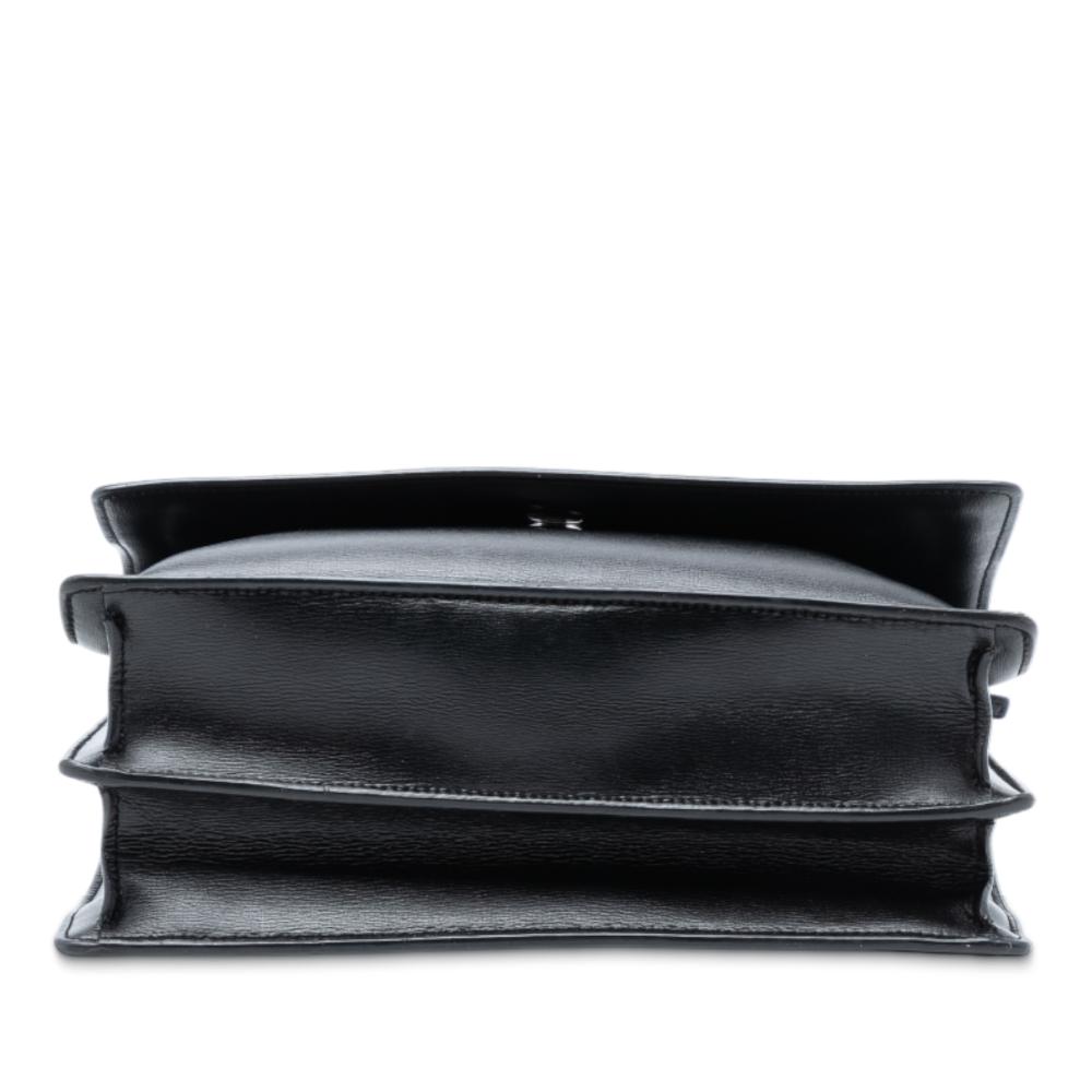 Saint Laurent AB Saint Laurent Black Calf Leather Large skin Monogram Sunset Crossbody Italy