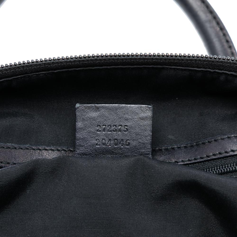 Gucci B Gucci Black Suede Leather Guccissima Trimmed Boston Bag Italy