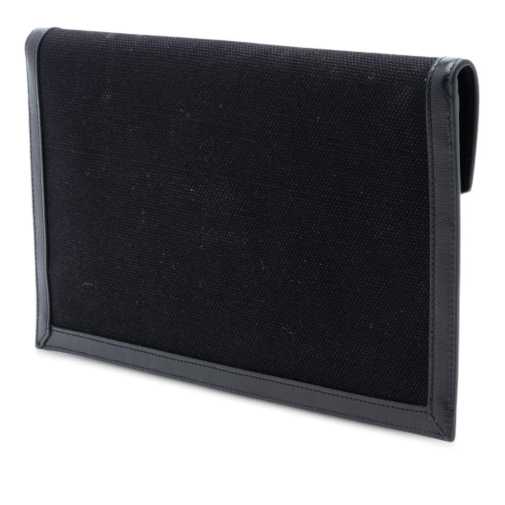 Saint Laurent B Saint Laurent Black Canvas Fabric Monogram Uptown Pouch Italy
