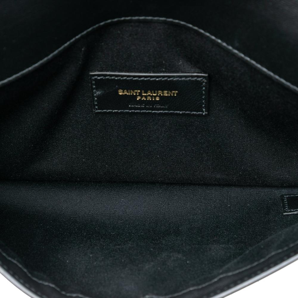 Saint Laurent B Saint Laurent Black Canvas Fabric Monogram Uptown Pouch Italy