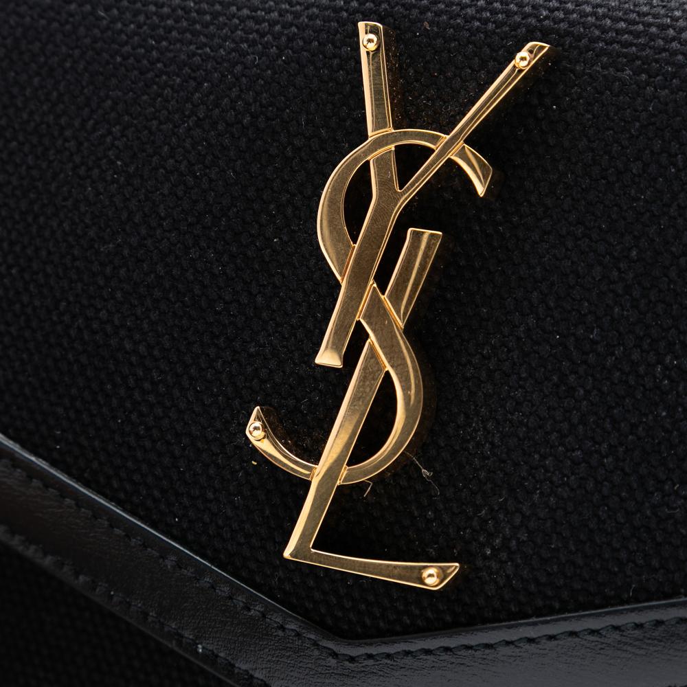 Saint Laurent B Saint Laurent Black Canvas Fabric Monogram Uptown Pouch Italy