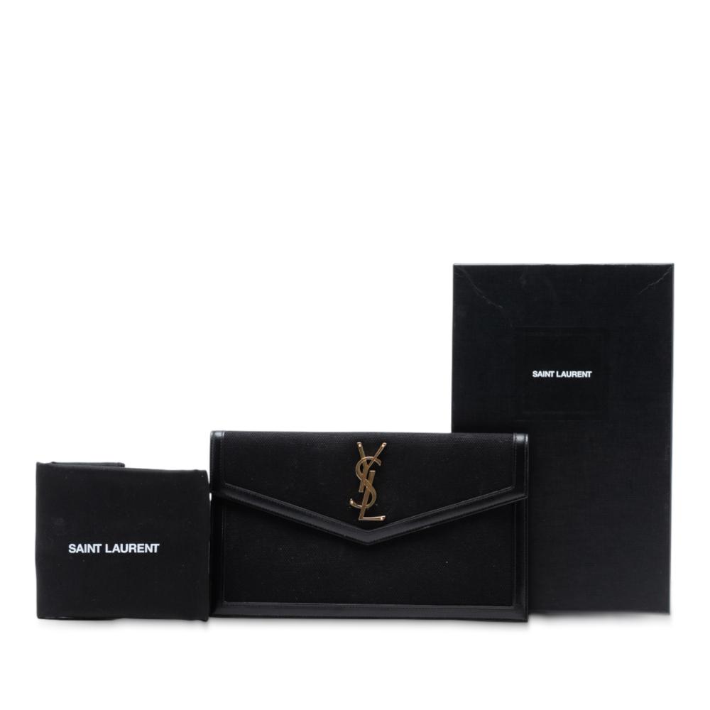Saint Laurent B Saint Laurent Black Canvas Fabric Monogram Uptown Pouch Italy