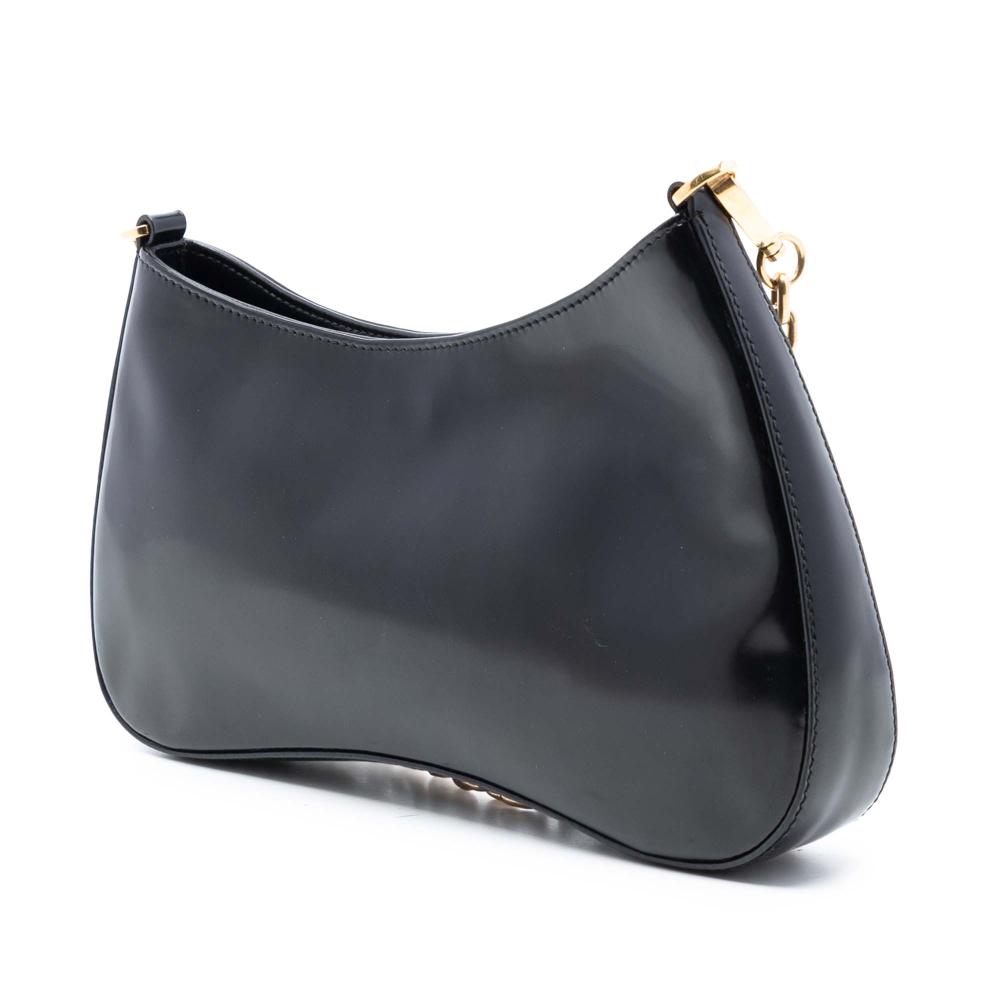 Prada AB Prada Black Calf Leather Chain Shoulder Bag Italy