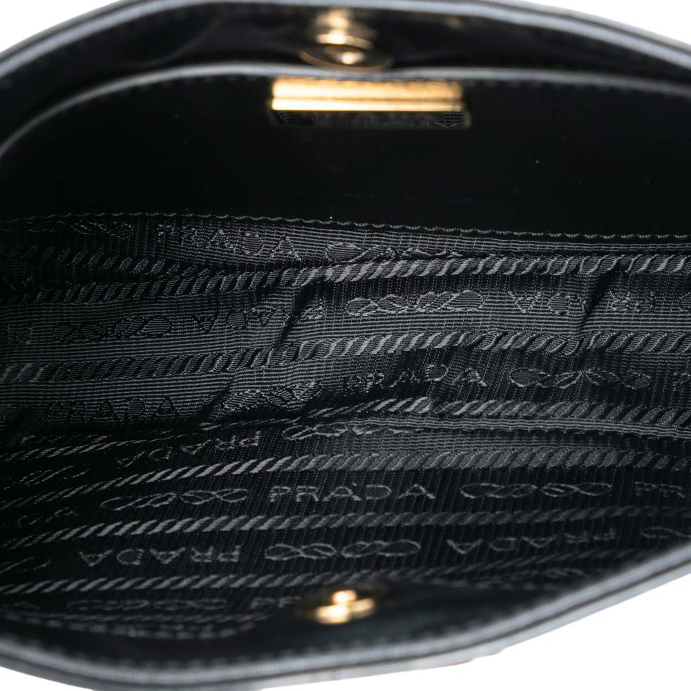 Prada AB Prada Black Calf Leather Chain Shoulder Bag Italy