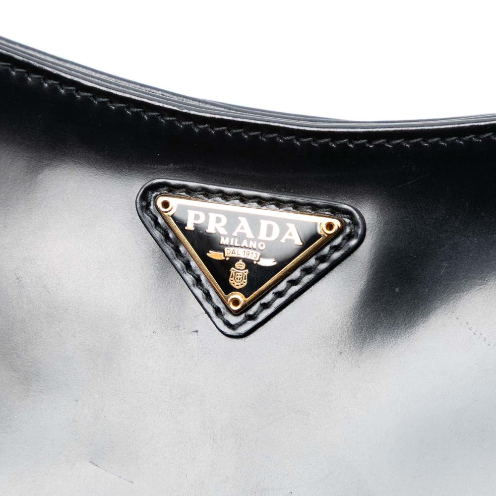 Prada AB Prada Black Calf Leather Chain Shoulder Bag Italy